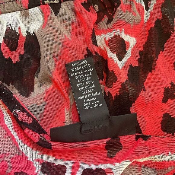 INC International Womens Medium Sheer Blouse Orange Brown Elastic Waist - Picture 13 of 14